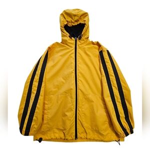 Vintage Yellow Windbreaker with Black Stripes, M